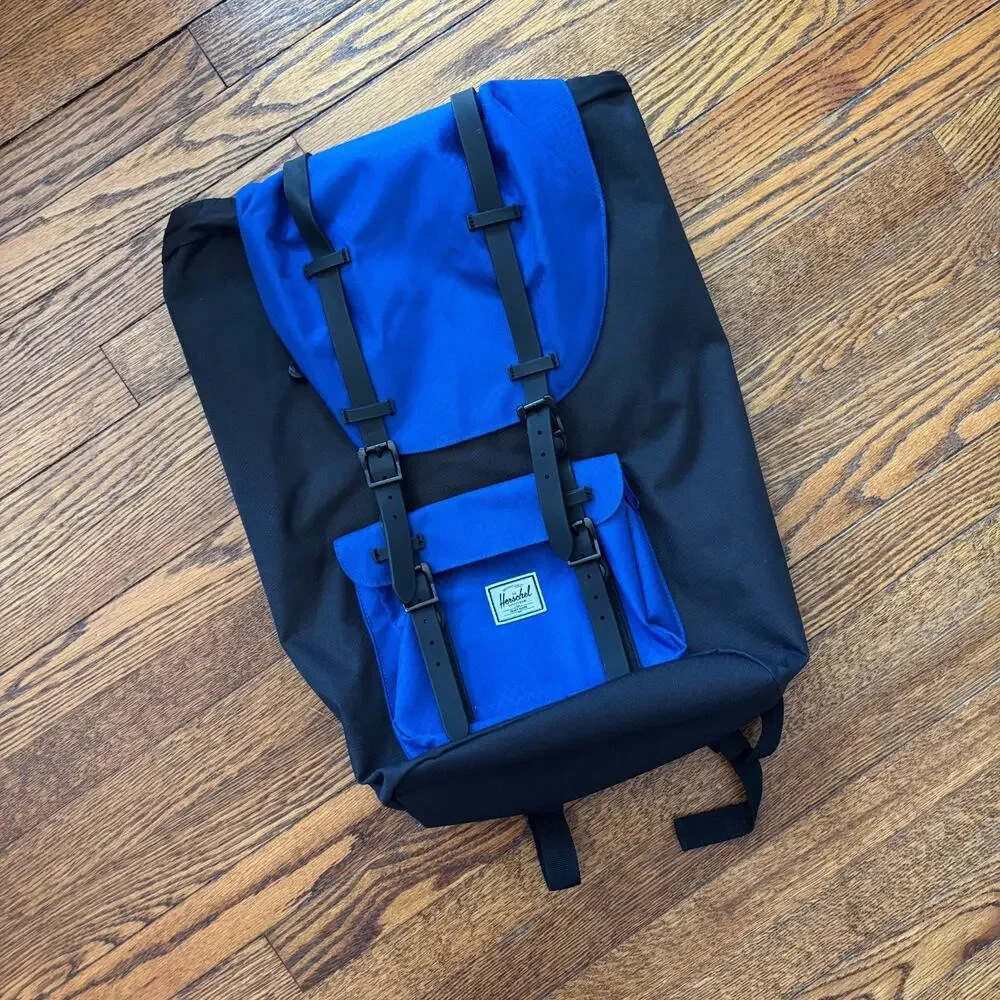 herschel backpack little america black blue Mid-Volume Herschel Supply Co. USA Available in Ombre Blue/After Midnight color Herschel Little America Backpack Black